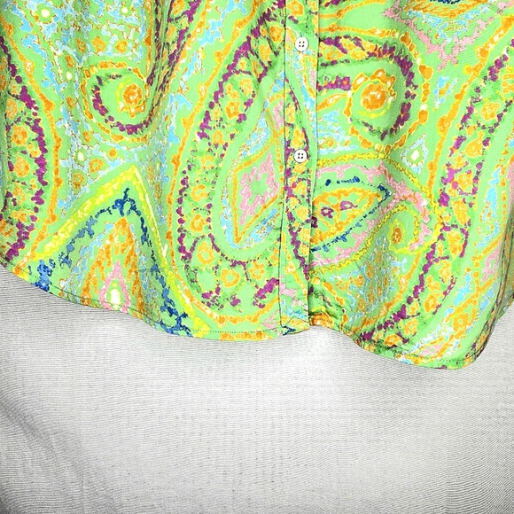 Lauren Ralph Lauren 3/4 Sleeve Paisley Print Blouse/top. Pink/green. 2X - Picture 9 of 12
